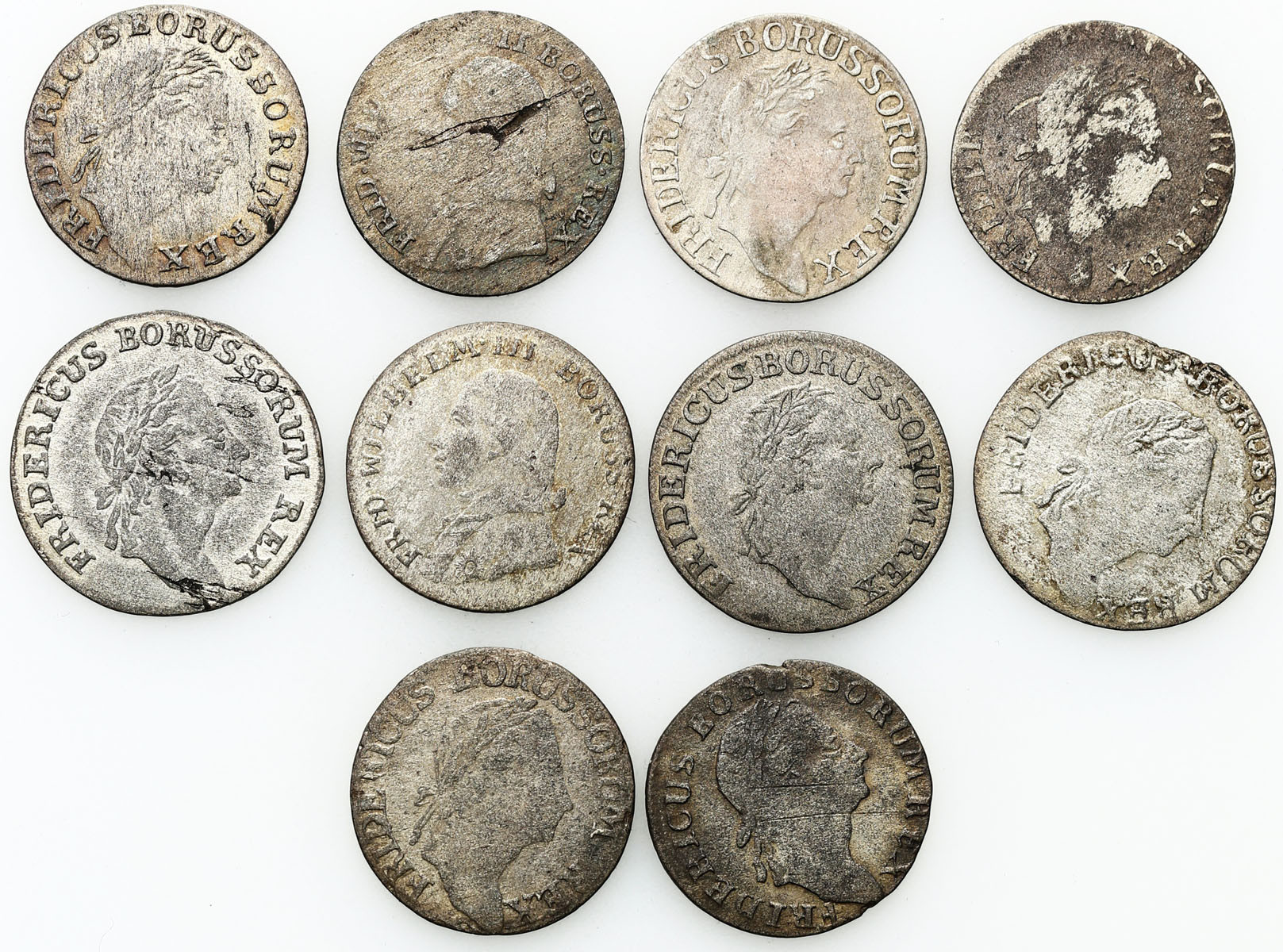 Niemcy, Prusy. 3 grosze 1771-1801, zestaw 10 monet